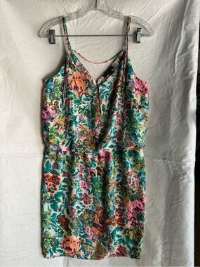 Floral V-Neck Spaghetti Strap Mini Dress - Multicolor